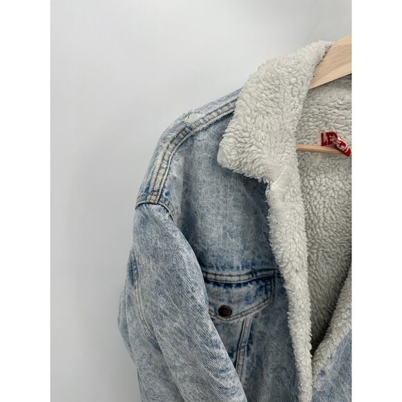 Levi's Jacket Men MEDIUM Blue 1987 Vintage Light Wash Washed Denim Sherpa Lined - Picture 15 of 16